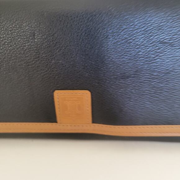 Celine Vintage Leather Large Wallet Tan Black Long Logo Designer Envelope - Picture 6 of 8